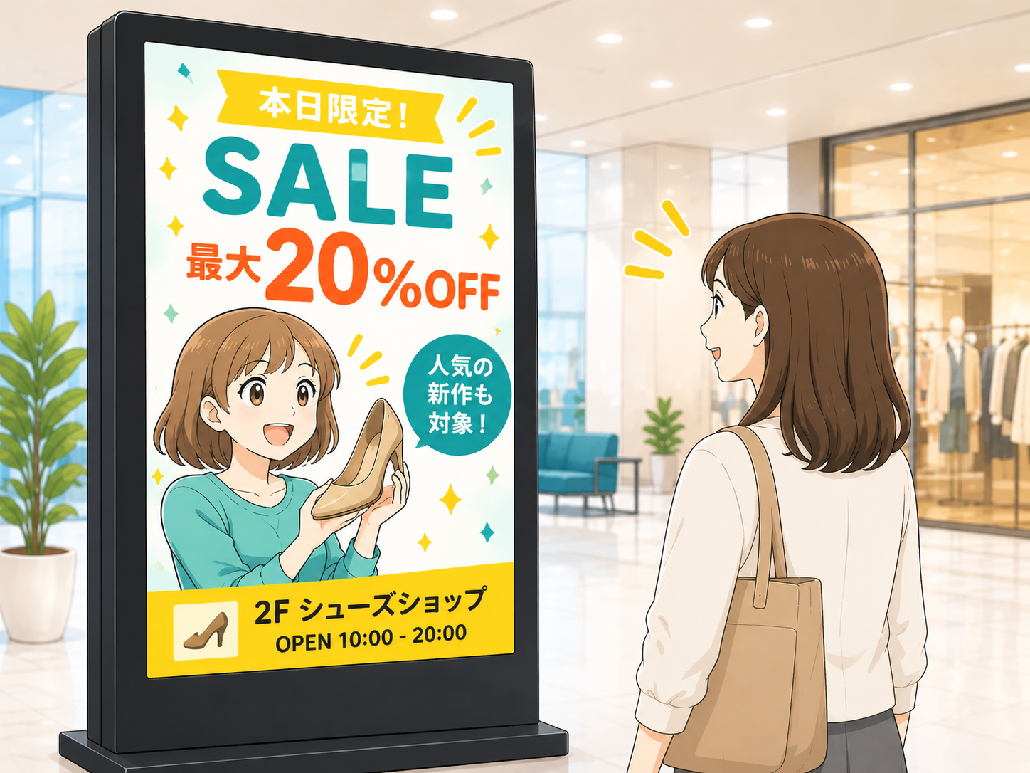 アニメーションを使ったデジタルサイネージのイメージ